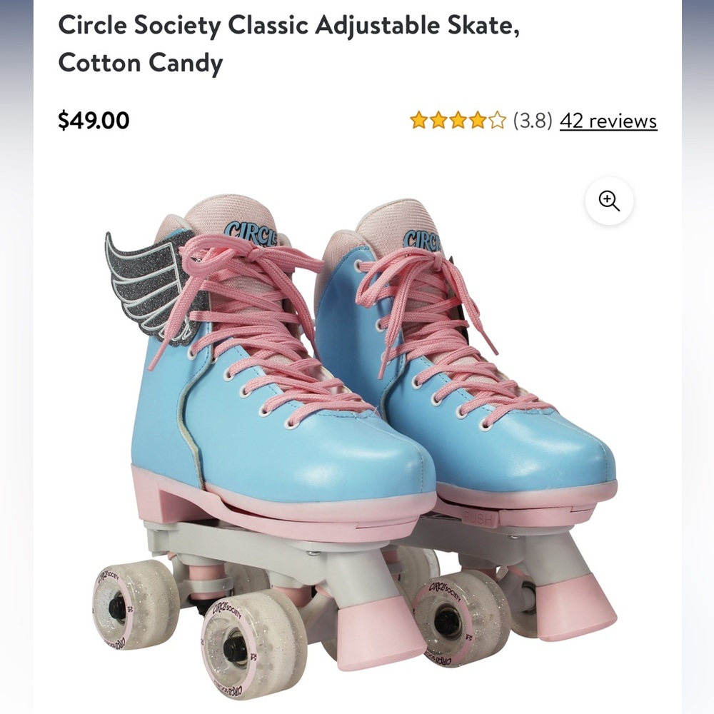Circle society Adjustable skates, blue pink cotton candy